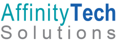 Logo for AffinityTech Solutions featuring a gradient blue and teal “AffinityTech” above a bold gray “Solutions” in a modern, sans-serif font.